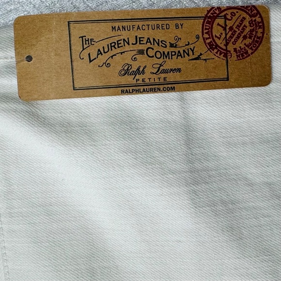 NWT Lauren Ralph Lauren Off-White Denim Slim Straight Pants/Jeans, Size 8 Petite - Picture 11 of 12